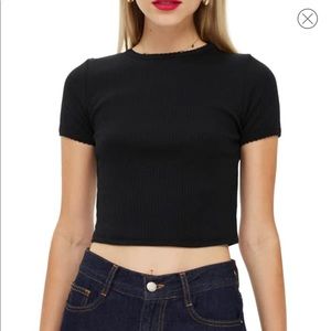 Top shop black ruffle crop top